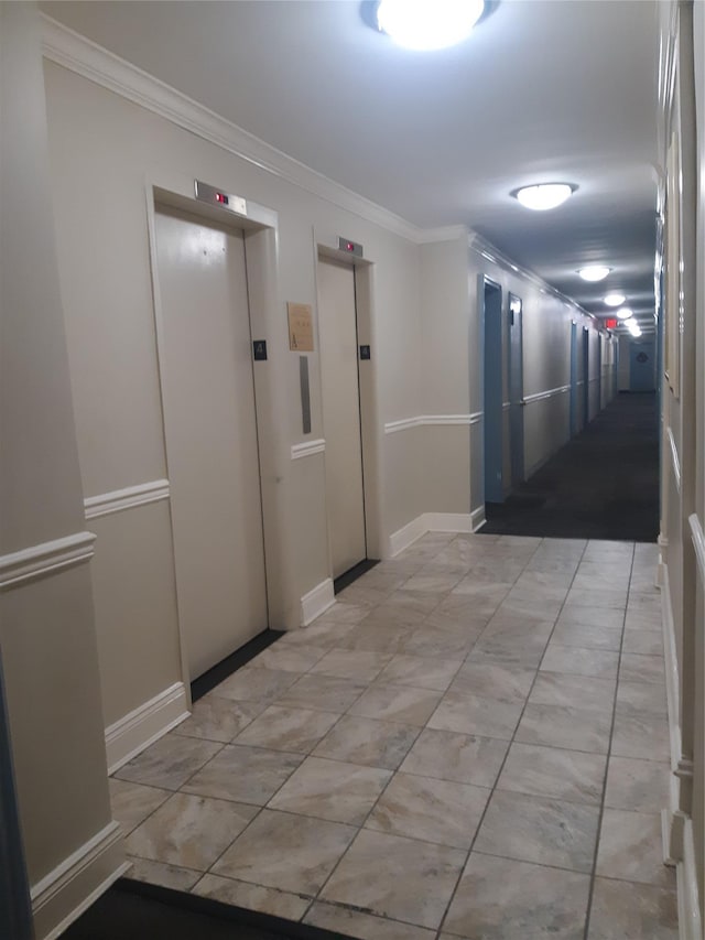 54-40 Little Neck Pkwy Unit 4M, Little Neck, NY 11362 - hallway featuring elevator and crown molding