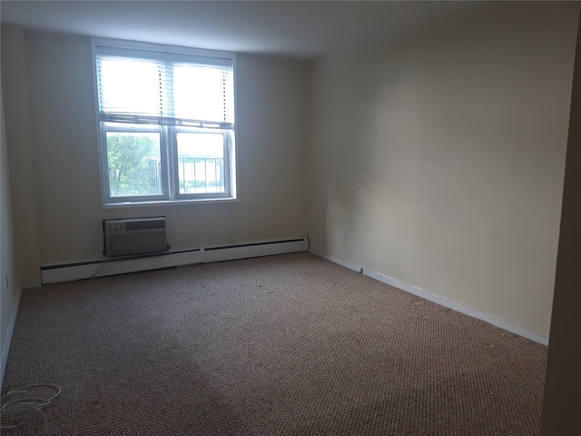 54-40 Little Neck Pkwy Unit 4M, Little Neck, NY 11362 - unfurnished room with a baseboard heating unit, carpet floors, and a wall mounted AC