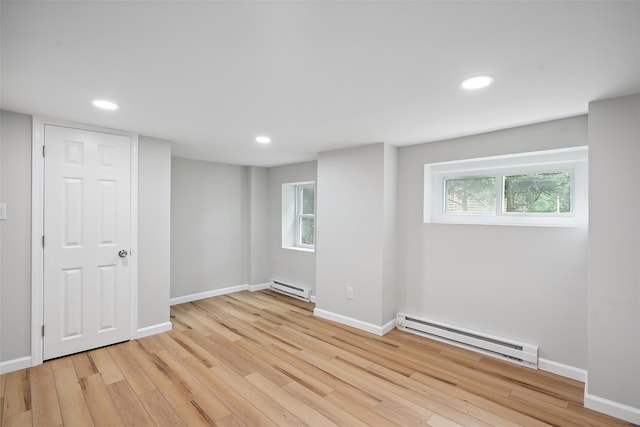 45 Juniper Dr, Lincolndale, NY 10541 - below grade area featuring baseboard heating, light wood-type flooring, healthy amount of natural light, and recessed lighting