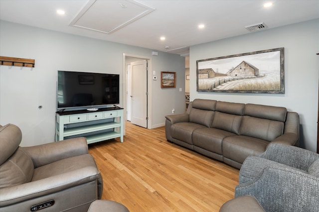 3 Preston Pl, Patterson, NY 12563 - living area featuring attic access, light wood finished floors, and recessed lighting