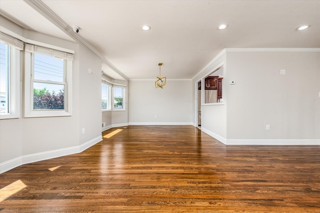 160-46 84th St, Howard Beach, NY 11414 - spare room with crown molding, wood finished floors, and recessed lighting