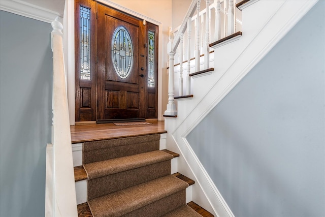 160-46 84th St, Howard Beach, NY 11414 - entrance foyer with stairs and crown molding