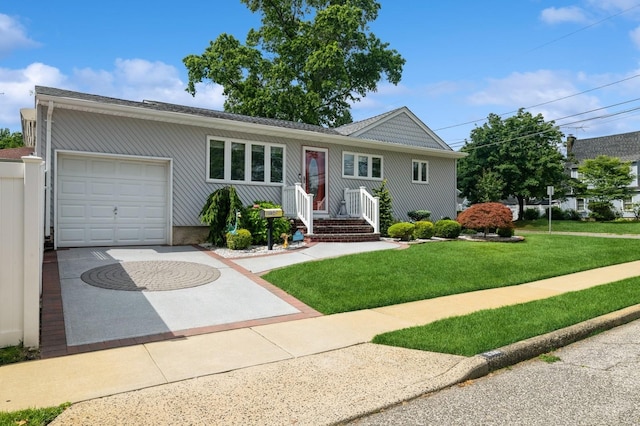 3300 Walters Ave, Wantagh, NY 11793 - ranch-style house with driveway, a front lawn, and an attached garage