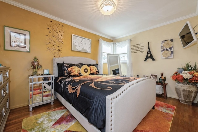 3300 Walters Ave, Wantagh, NY 11793 - bedroom with dark wood-style floors and crown molding