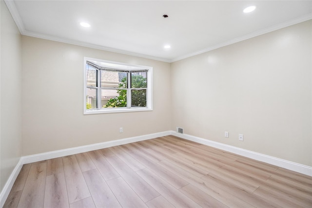 365 Seabreeze Ct, Moriches, NY 11955 - spare room with light wood-type flooring, ornamental molding, and recessed lighting