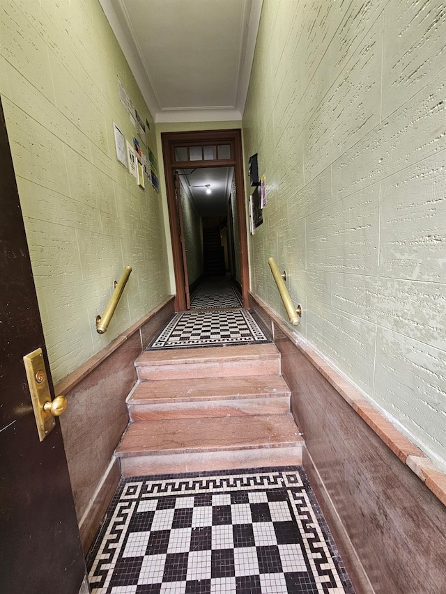 4439 Carpenter Ave, Bronx, NY 10470 - stairway featuring ornamental molding