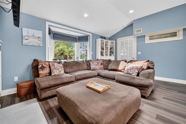 28 Lapin Ln, Blauvelt, NY 10913 - living room with vaulted ceiling, wood finished floors, and recessed lighting