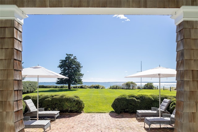 12120 New Suffolk Ave, Cutchogue, NY 11935 - view of patio featuring a water view