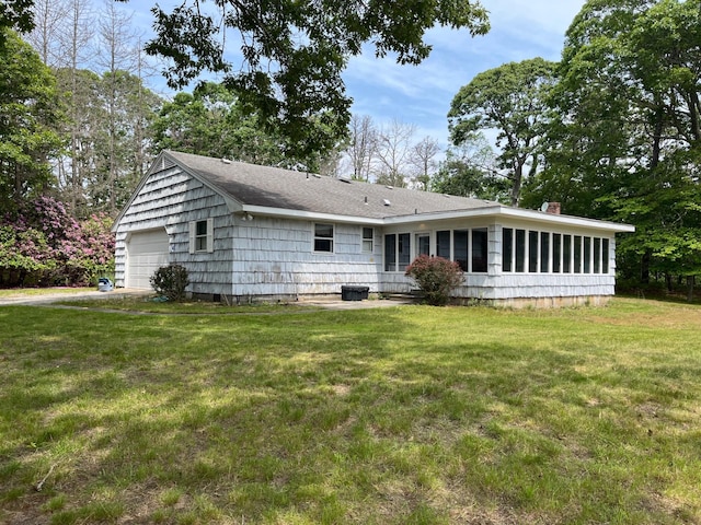 77 Montauk Hwy, Westhampton, NY 11977 - rear view of property with a sunroom and a yard
