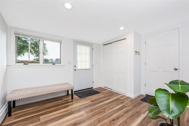 406 Red Maple Dr W, Wantagh, NY 11793 - foyer featuring lofted ceiling, light wood-type flooring, healthy amount of natural light, and recessed lighting