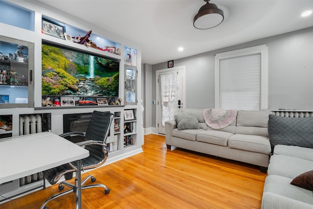110 Pine Ave, Ossining, NY 10562 - living area featuring an office area, wood finished floors, and recessed lighting