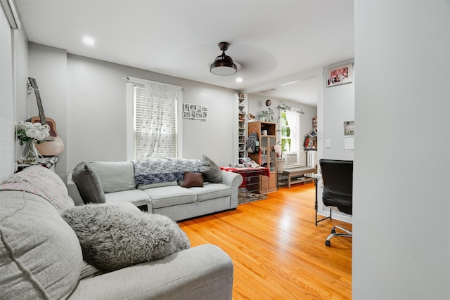 110 Pine Ave, Ossining, NY 10562 - living area featuring wood finished floors, recessed lighting, and ceiling fan
