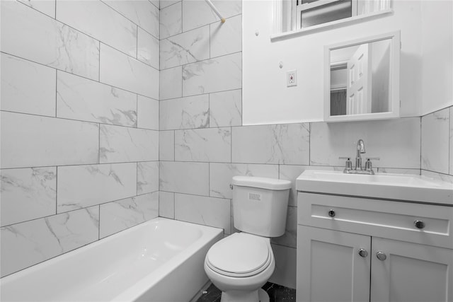 123 Elm St, Yonkers, NY 10701 - full bath featuring vanity, tile walls, and bathtub / shower combination