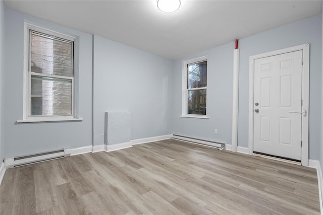 123 Elm St, Yonkers, NY 10701 - empty room with baseboard heating and light wood-style floors