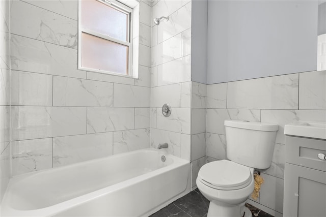 123 Elm St, Yonkers, NY 10701 - full bathroom with vanity, shower / washtub combination, and tile walls