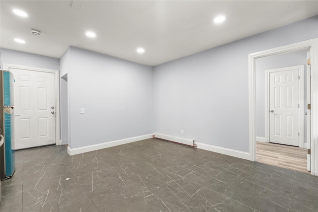 123 Elm St, Yonkers, NY 10701 - unfurnished room with baseboard heating, recessed lighting, and a smoke detector
