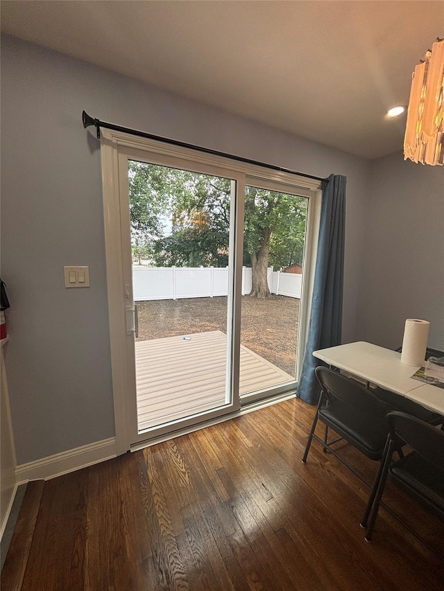 868 Oliver Ave, Westbury, NY 11590 - doorway with plenty of natural light, dark wood-type flooring, a desk, and recessed lighting