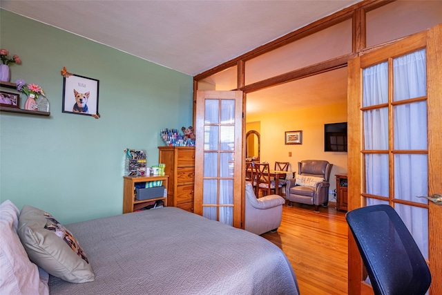 144-45 Sanford Ave Unit 6B, Flushing, NY 11355 - bedroom with wood finished floors and french doors
