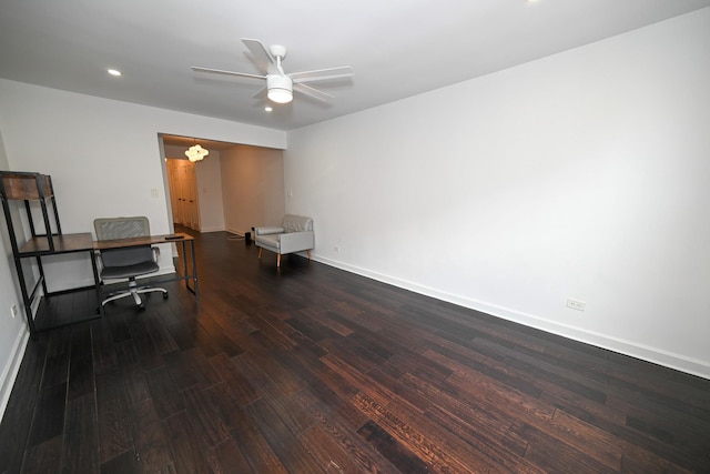 84-01 Main St Unit 410, Briarwood, NY 11435 - unfurnished office with wood finished floors, ceiling fan, and recessed lighting