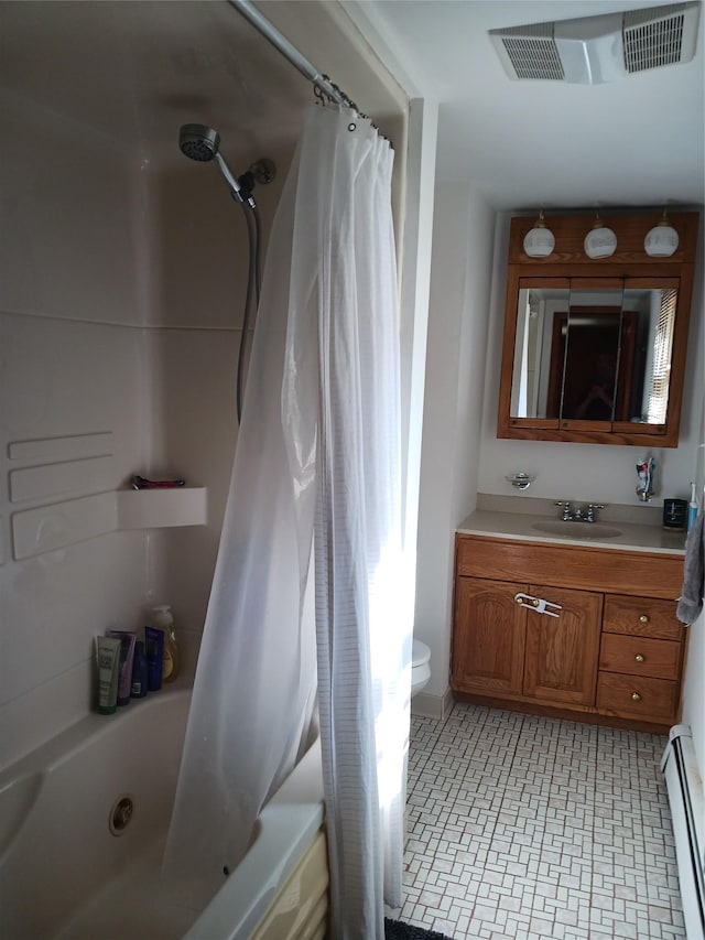 1427 Rte 44 55, Clintondale, NY 12515 - full bathroom with a baseboard heating unit, a combined bath / shower with jetted tub, and vanity