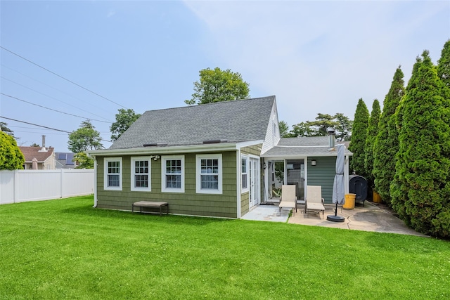 59 Acre Ln, Hicksville, NY 11801 - rear view of property featuring roof with shingles and a patio