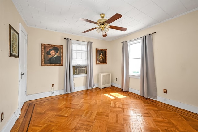 92-05 218th Pl, Queens Village, NY 11428 - unfurnished room with healthy amount of natural light, ceiling fan, cooling unit, and radiator heating unit