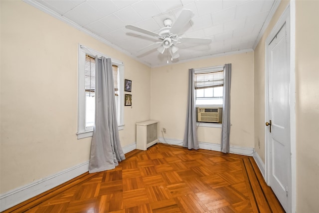 92-05 218th Pl, Queens Village, NY 11428 - spare room featuring ornamental molding, ceiling fan, and cooling unit