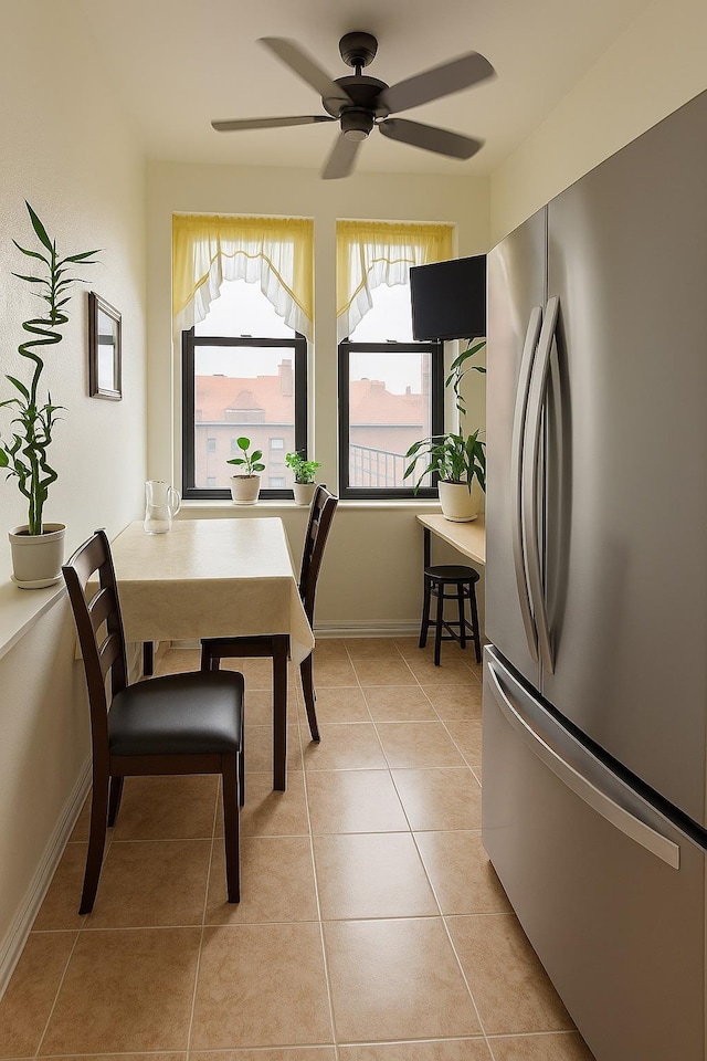 3545 81st St Unit C2, Jackson Heights, NY 11372 - dining area featuring light tile patterned floors and ceiling fan