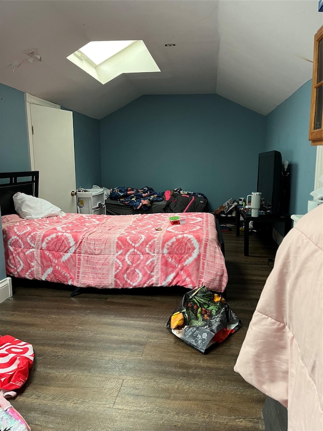 11 Amesworth Ct, Middle Island, NY 11953 - bedroom with a skylight, wood finished floors, and lofted ceiling