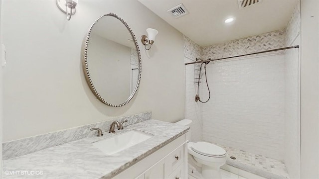 60 E Minerva Rd, Lindenhurst, NY 11757 - full bathroom with vanity, a tile shower, and recessed lighting