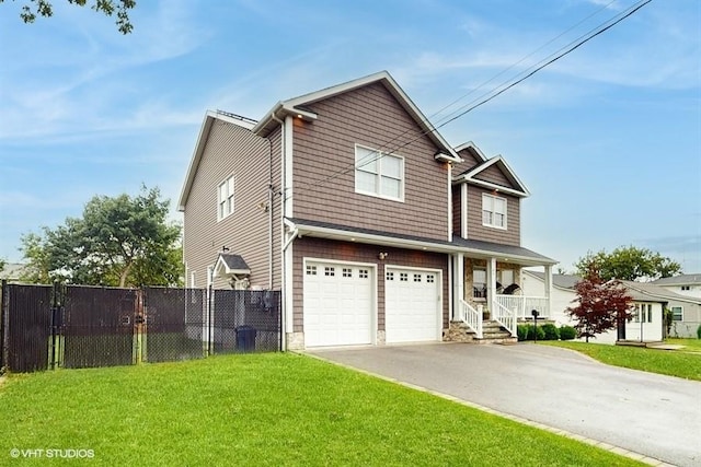 60 E Minerva Rd, Lindenhurst, NY 11757 - view of front facade featuring a porch, a garage, and driveway