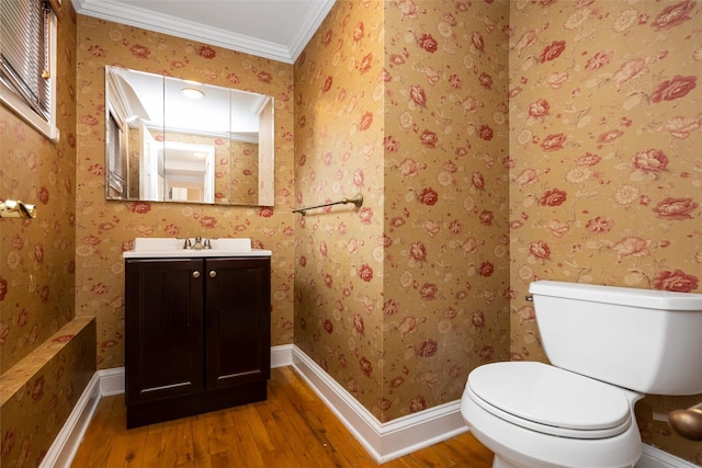 18 Sutton Ter, Jericho, NY 11753 - bathroom featuring wood finished floors, vanity, and ornamental molding