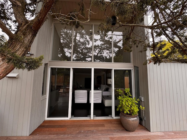 487 Tarpon Walk, Fire Island Pines, NY 11782 - doorway to property with a wooden deck