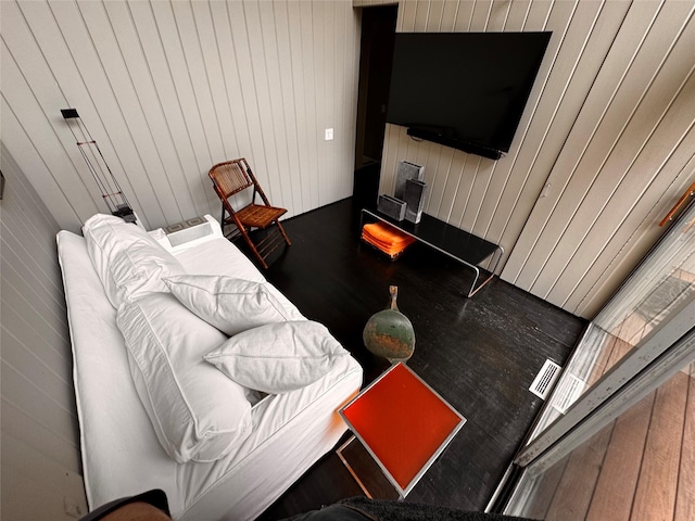 487 Tarpon Walk, Fire Island Pines, NY 11782 - living room featuring wooden walls and wood finished floors