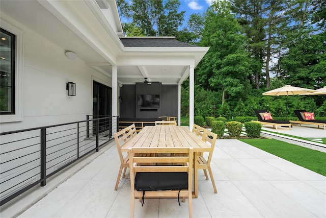 2 Maple Way, Woodbury, NY 11797 - view of patio / terrace featuring outdoor dining area and a ceiling fan
