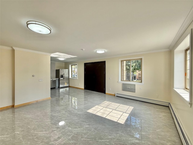 1604 Robertson Pl, Bronx, NY 10465 - spare room with marble tiled floors, crown molding, and a baseboard heating unit