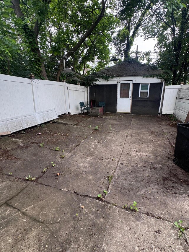 1492 E 45th St, Brooklyn, NY 11234 - fenced backyard with an outbuilding and a patio