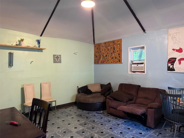 1492 E 45th St, Brooklyn, NY 11234 - living room featuring lofted ceiling and cooling unit