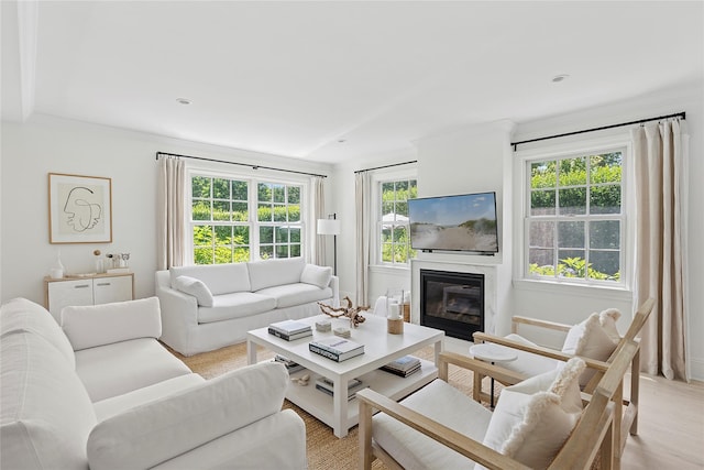 63 Armande St, Southampton, NY 11968 - living area with a glass covered fireplace and light wood finished floors