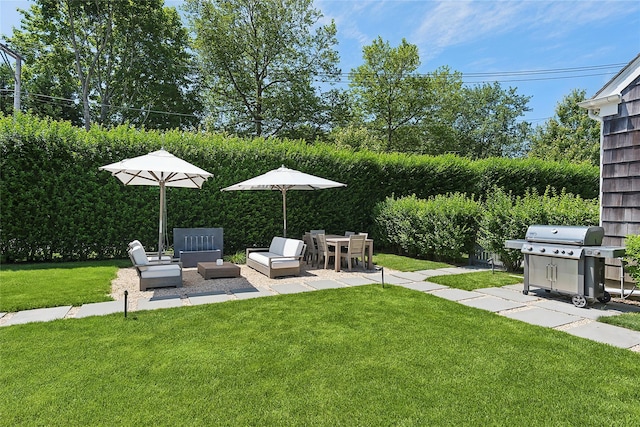 63 Armande St, Southampton, NY 11968 - view of grassy yard with a patio and outdoor lounge area