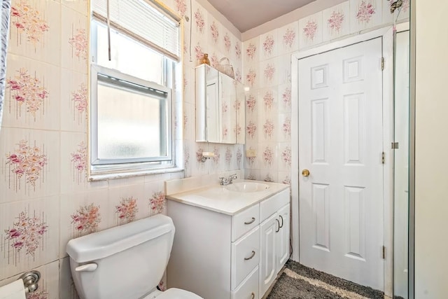2144 73rd St, Astoria, NY 11370 - half bath with vanity, healthy amount of natural light, and tile walls