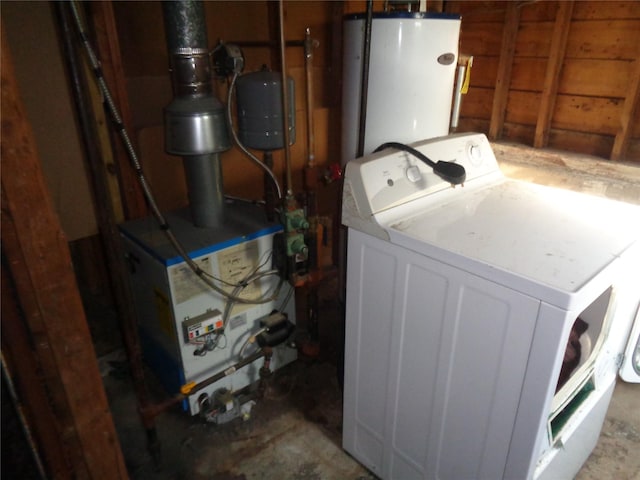 31 Marine Ave W, Lindenhurst, NY 11757 - laundry area with washer / clothes dryer and water heater