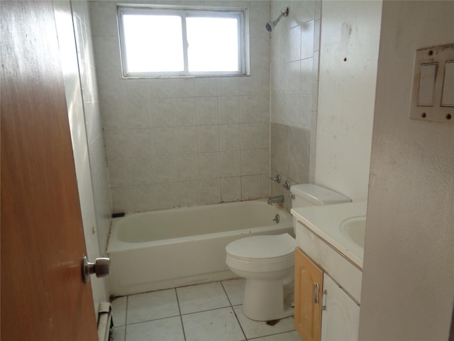 31 Marine Ave W, Lindenhurst, NY 11757 - bathroom featuring vanity, bathing tub / shower combination, tile patterned flooring, and baseboard heating
