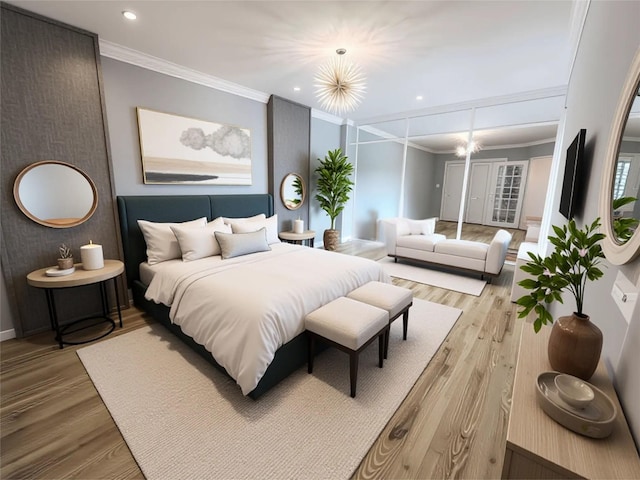 800 Grand Concourse Unit 2Js, Bronx, NY 10451 - bedroom featuring wood finished floors, recessed lighting, and ornamental molding