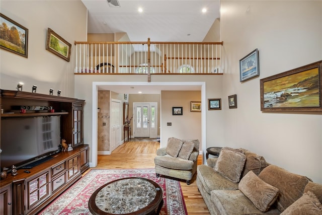 150 Hortontown Rd, Carmel, NY 10512 - living area featuring light wood finished floors, a high ceiling, and recessed lighting