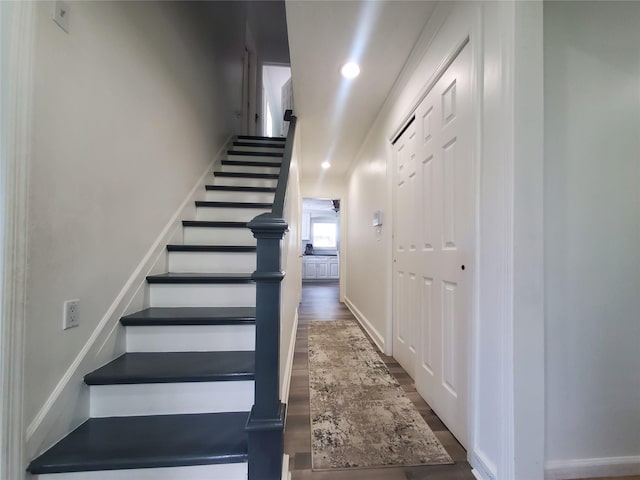 1336 Coates Ave, Holbrook, NY 11741 - stairway featuring wood finished floors and recessed lighting