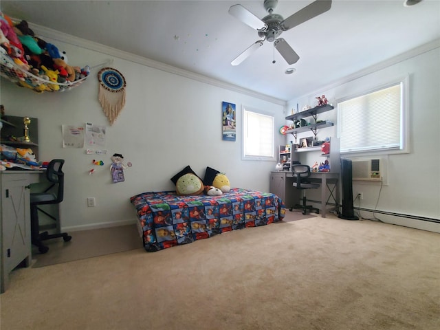 1336 Coates Ave, Holbrook, NY 11741 - bedroom featuring ornamental molding, carpet, and ceiling fan
