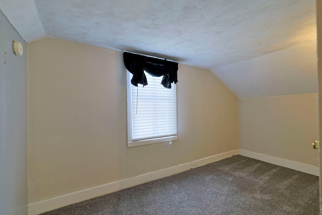 58 Wawayanda Ave, Middletown, NY 10940 - additional living space with lofted ceiling, dark carpet, and a textured ceiling
