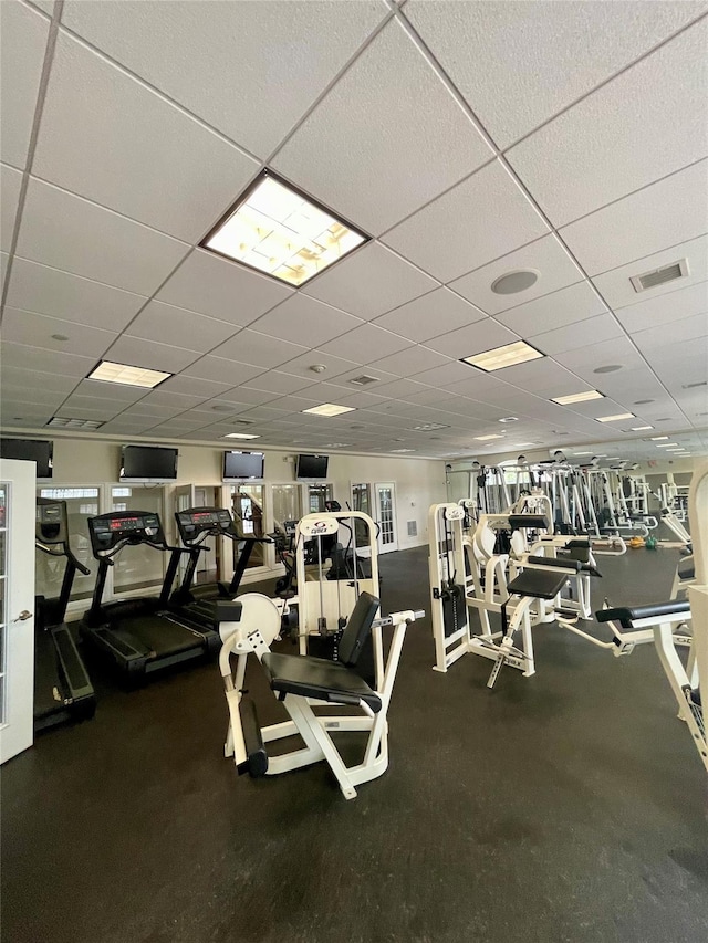 936 Tower Ridge Cir, Middletown, NY 10941 - exercise room featuring a paneled ceiling