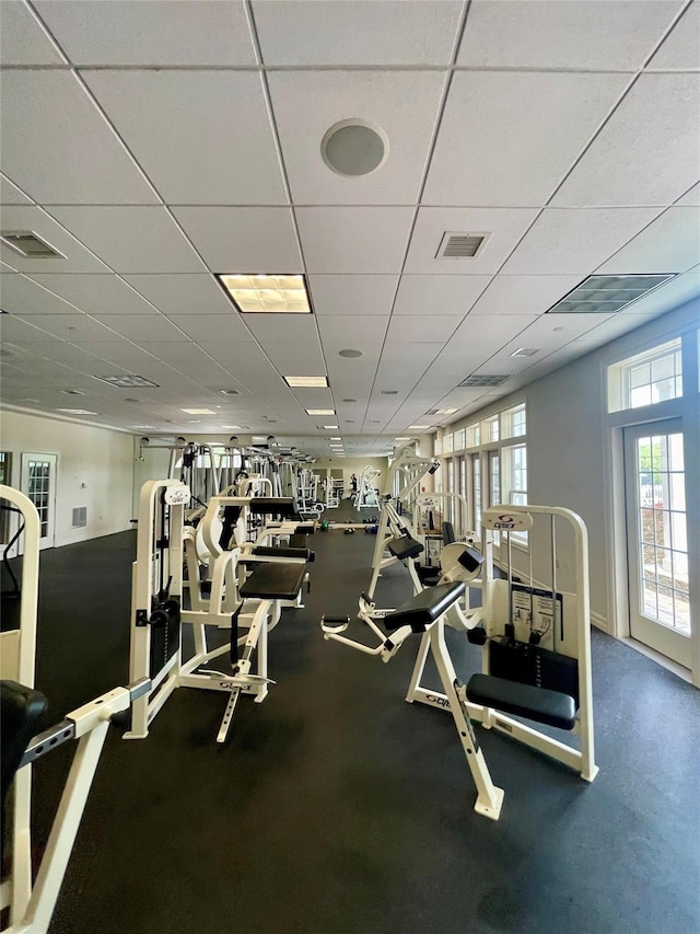 936 Tower Ridge Cir, Middletown, NY 10941 - exercise room with plenty of natural light and a drop ceiling